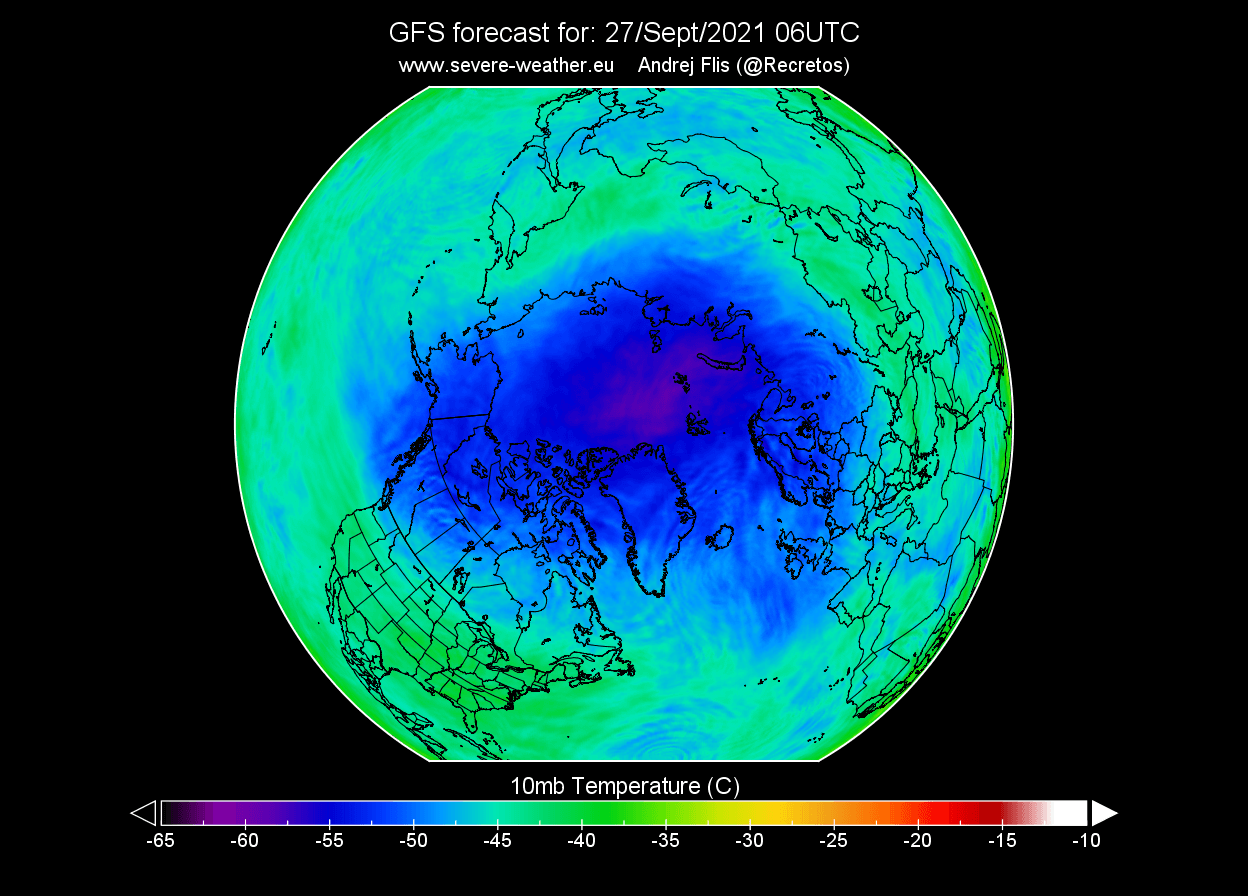 polar vortex winter 2021 2022 mid stratospehre temperature 16 day forecast
