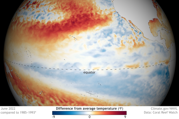 Ocean Monthly Difference from average Sea Surface Temperature Pacific 2022 06 00 large